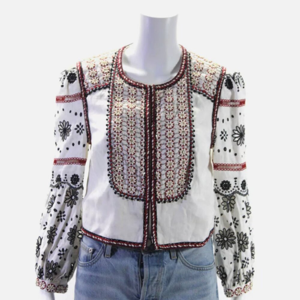 Veronica Beard beaded embroidered eyelet jacket